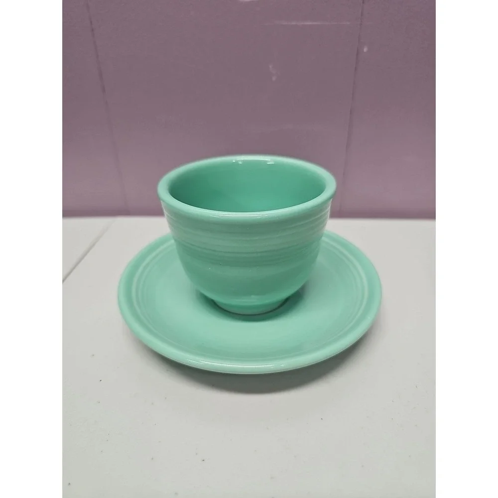 Fiesta Ware SEA MIST Green Tea Cup & Saucer Set Retired Color Homer Laughlin USA